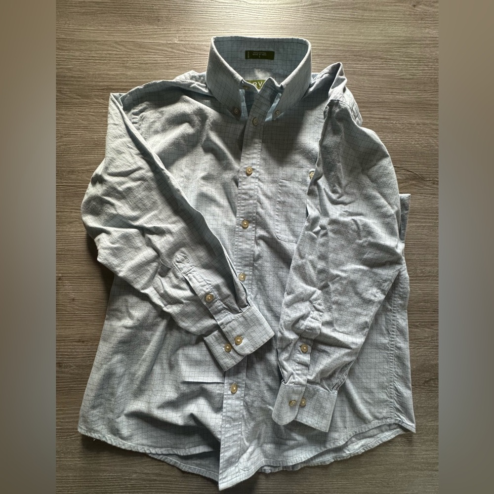 Orvis Lightweight Flannel Button Down Collar Shirt - Blue - Size L